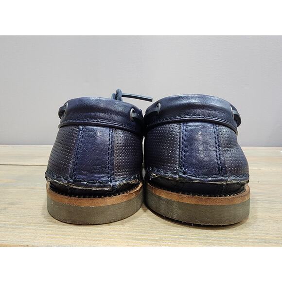 John Varvatos Boat Shoes US 8.5 Navy Blue Leather Great Condition MSRP: $298 - Picture 6 of 8